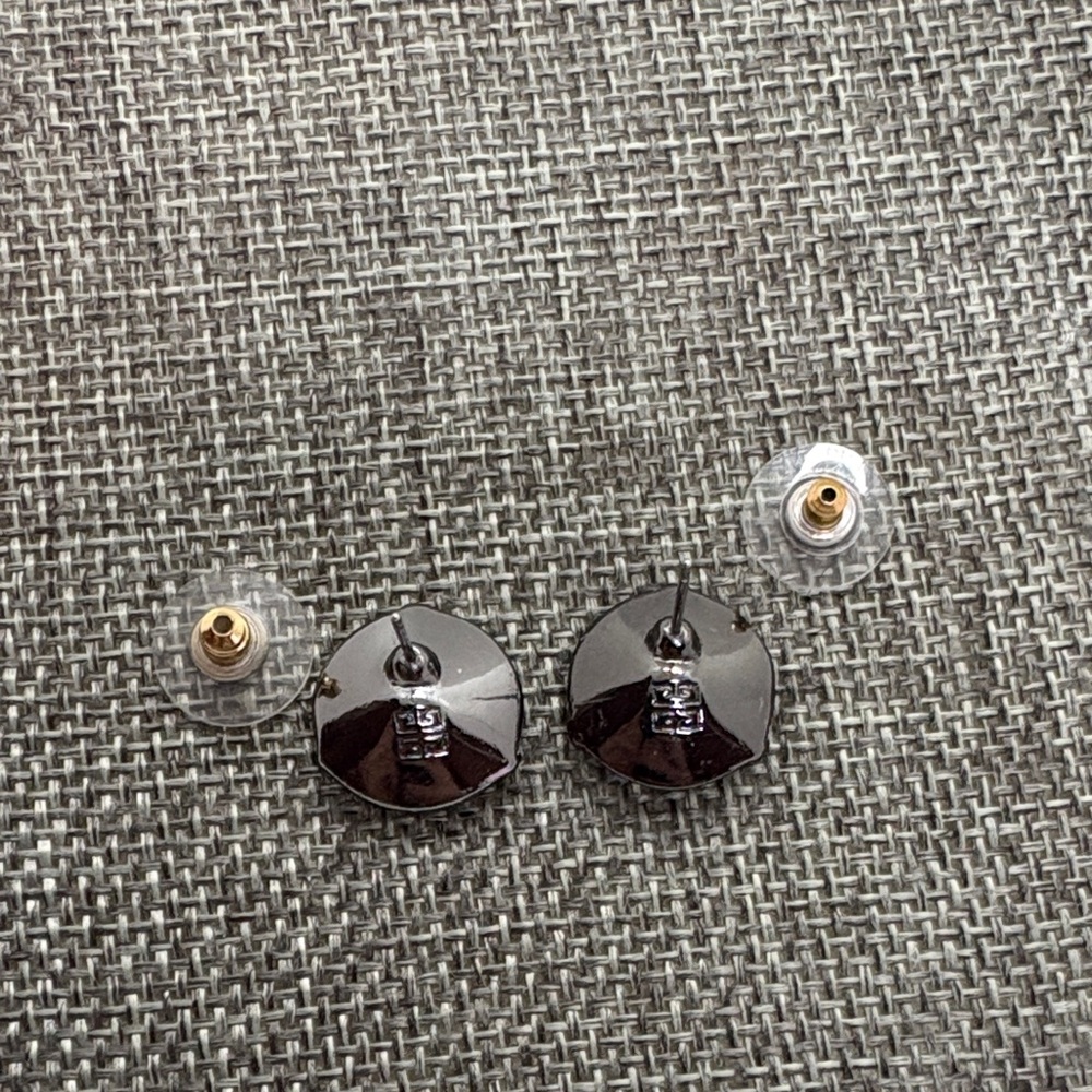 Givenchy Black Metal with Silver tone Crystal Stud Earrings - Picture 4 of 4